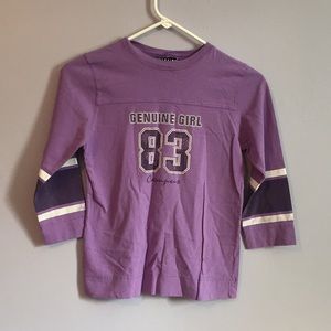 Genuine girl 3/4 sleeve purple shirt
